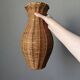 Second-hand woven wicker vase, handmade in the Bohemian countryside