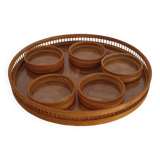 Bamboo and cane tray and coasters