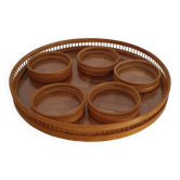 Bamboo and cane tray and coasters