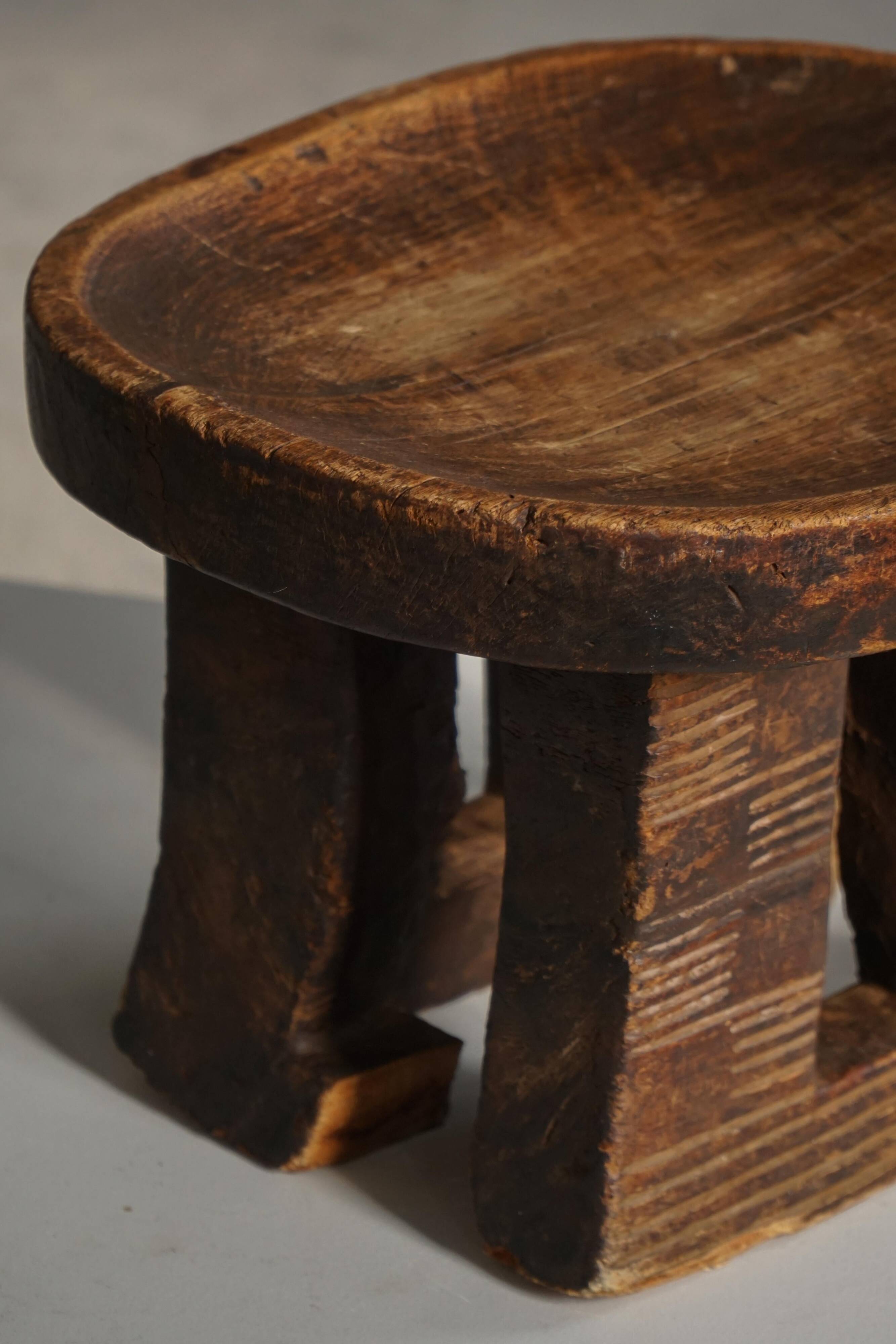 Traditional African tribal stool, hand-carved, Bamileke style, 20th century.