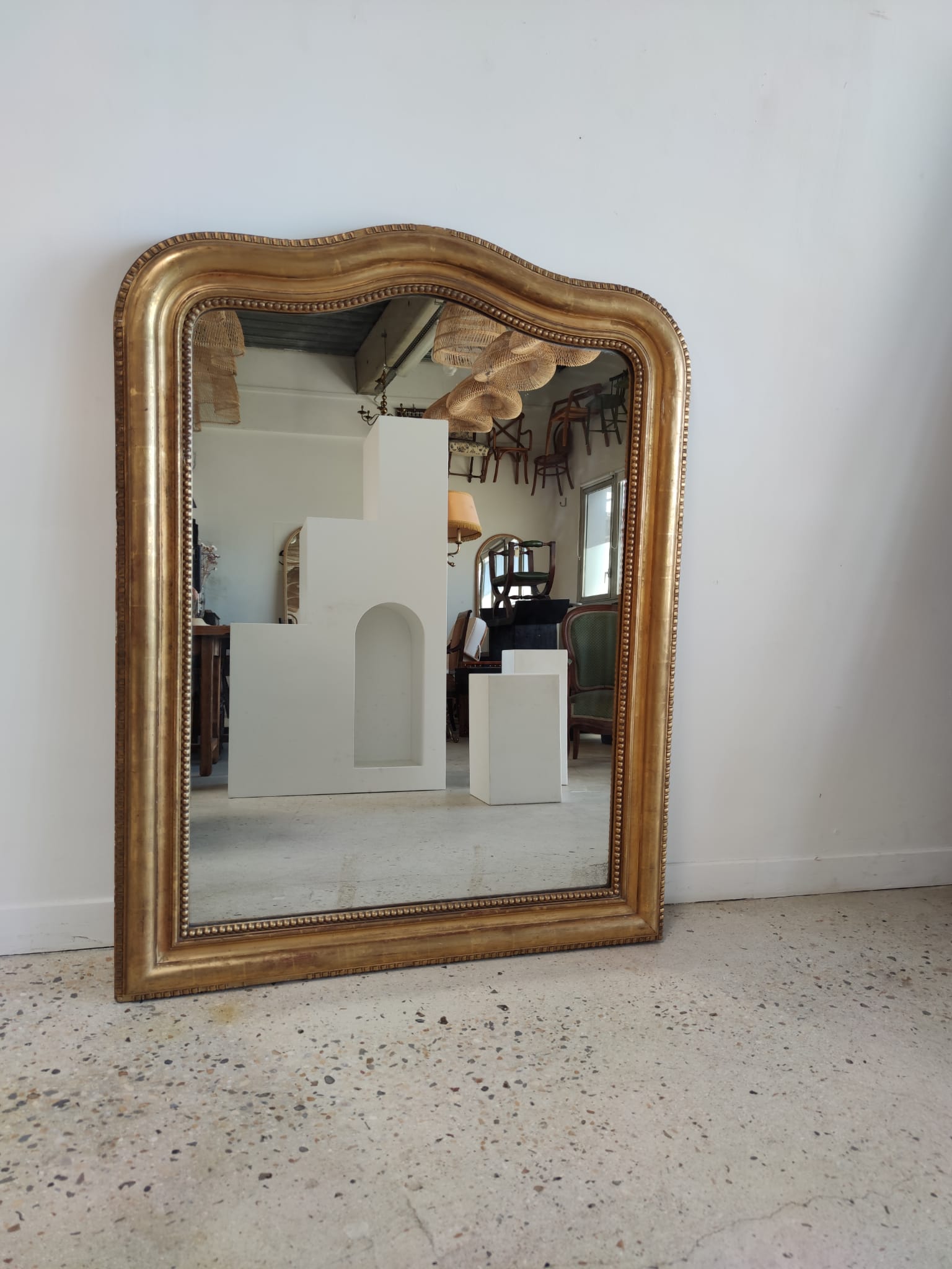 Louis Philippe gilded mirror with gendarme hat nineteenth H:130cm