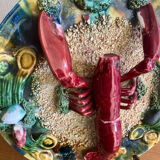 Caldas ceramic Portugal large plate lobster relief decoration