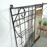 Wall coat rack vintage steel with mirror and shelf