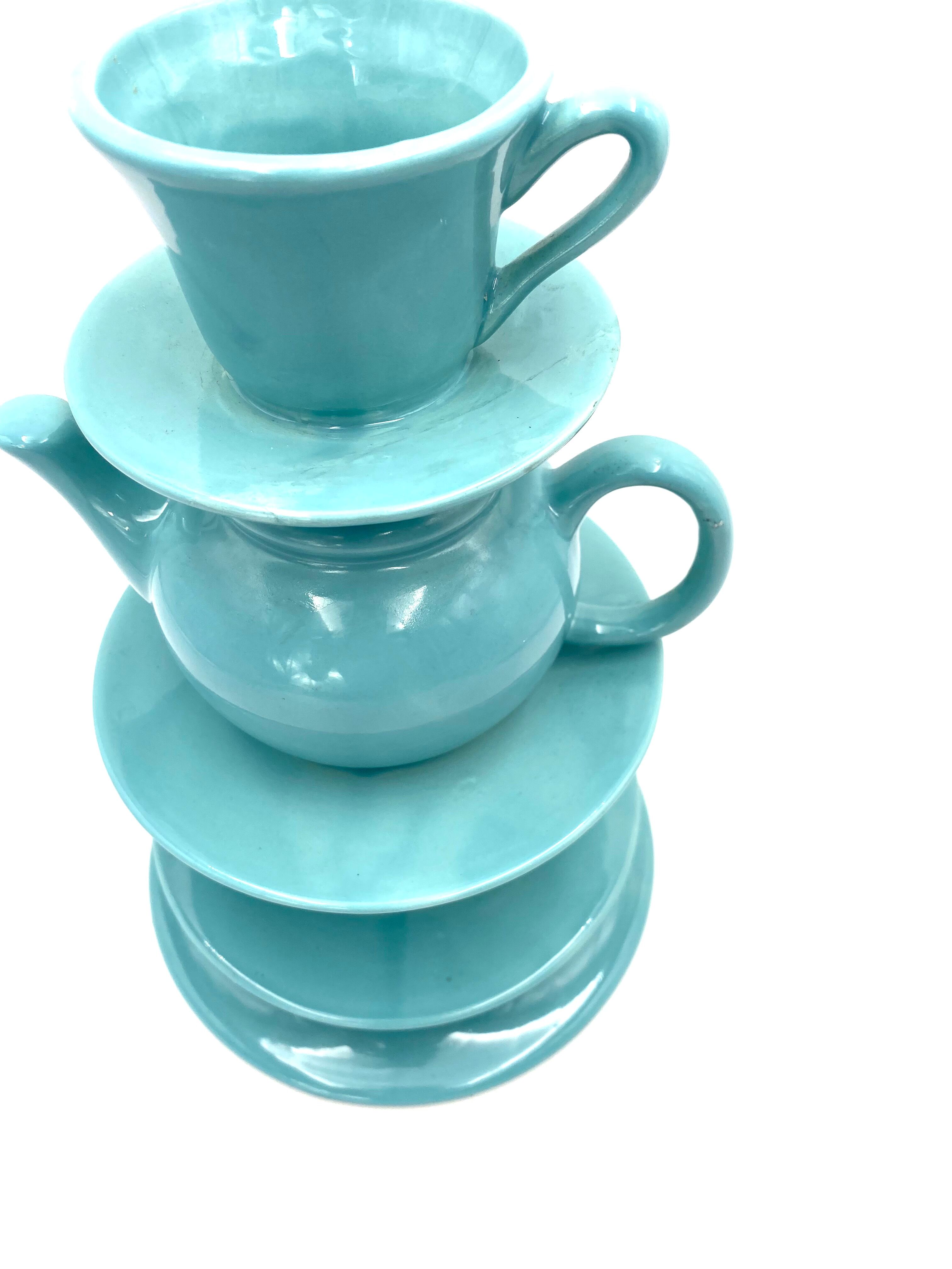 Blue tea cups stack vase, italy 1980s