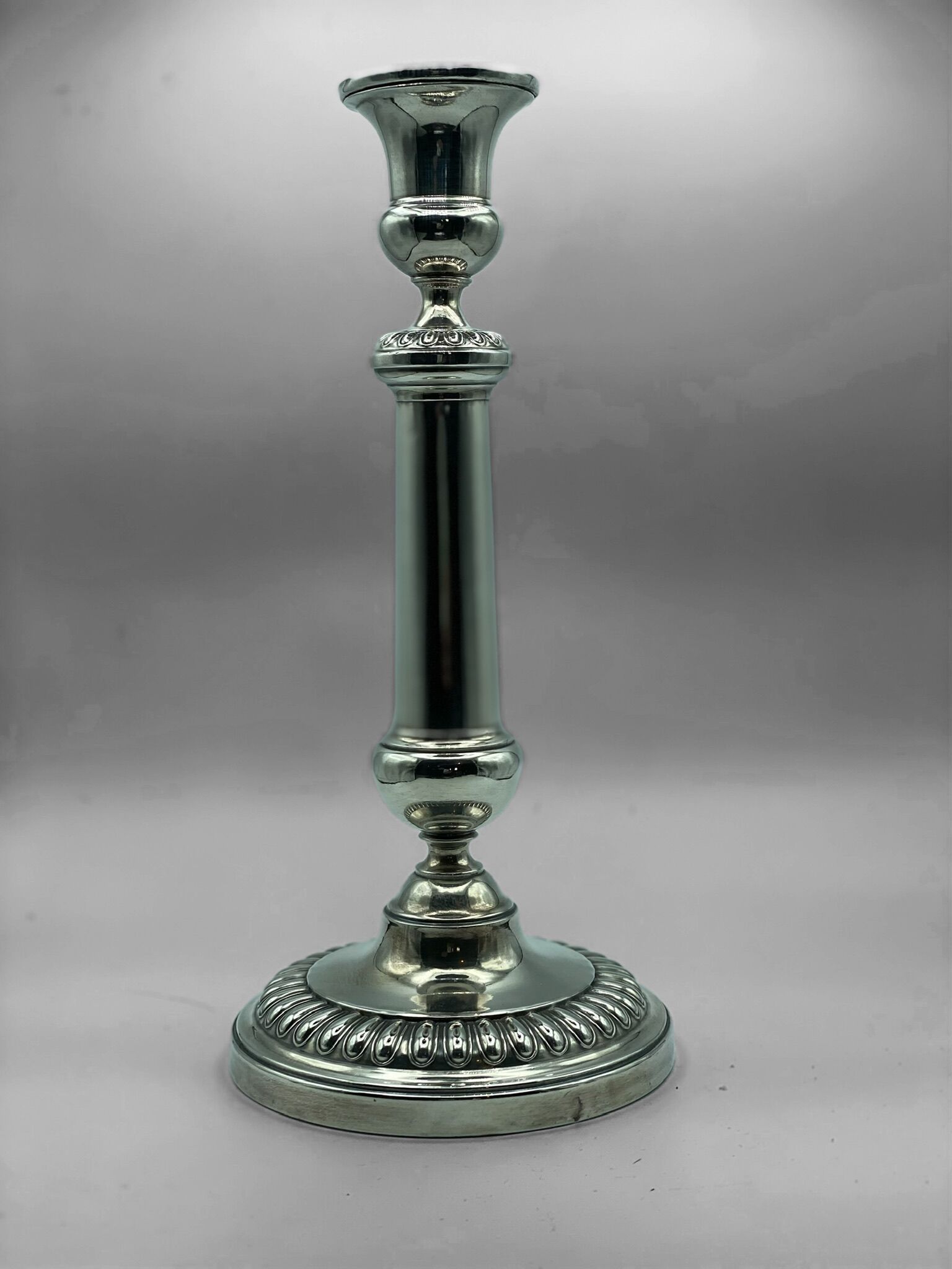 Silver metal candle holder