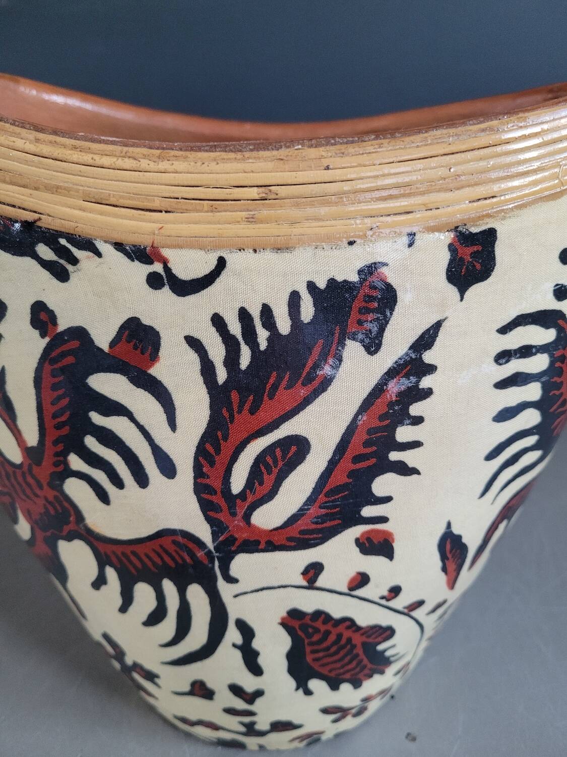 Terracotta and patterned canvas planter