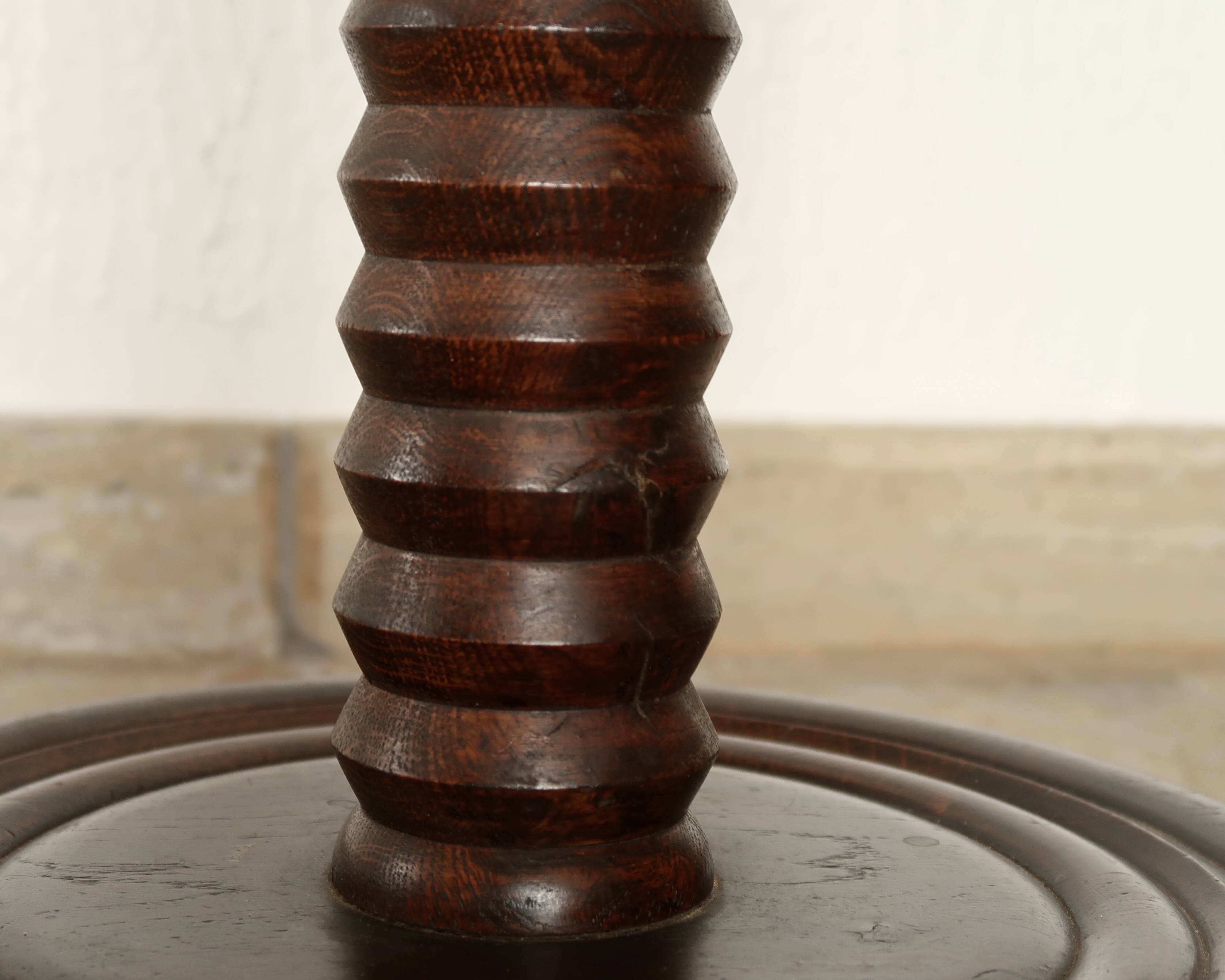 Wooden column floor lamp by Charles Dudouyt, 1940s