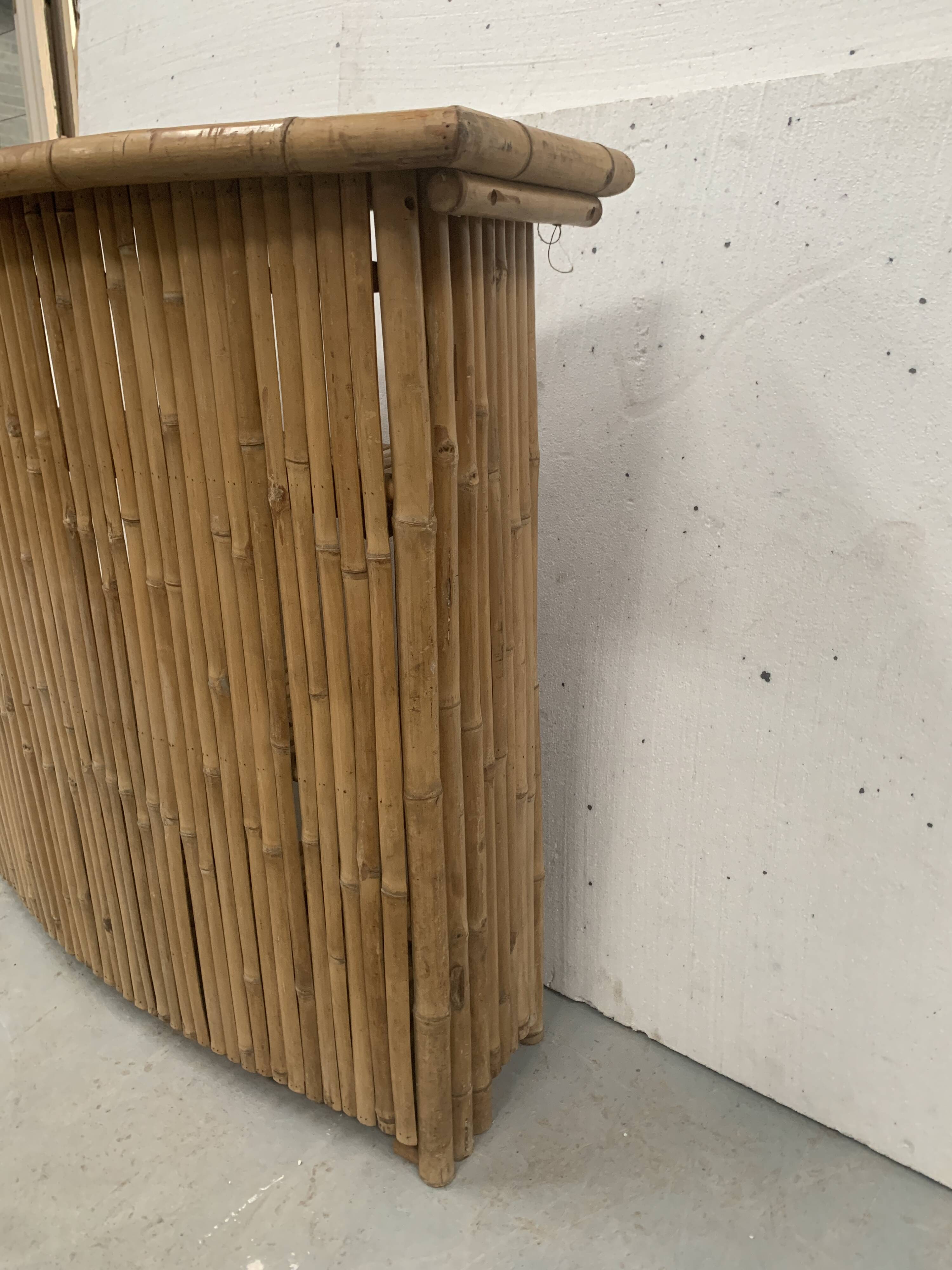 20th century woven bamboo half-moon bar