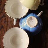 4 Céranord colored and gilded coffee cups