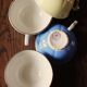 4 Céranord colored and gilded coffee cups