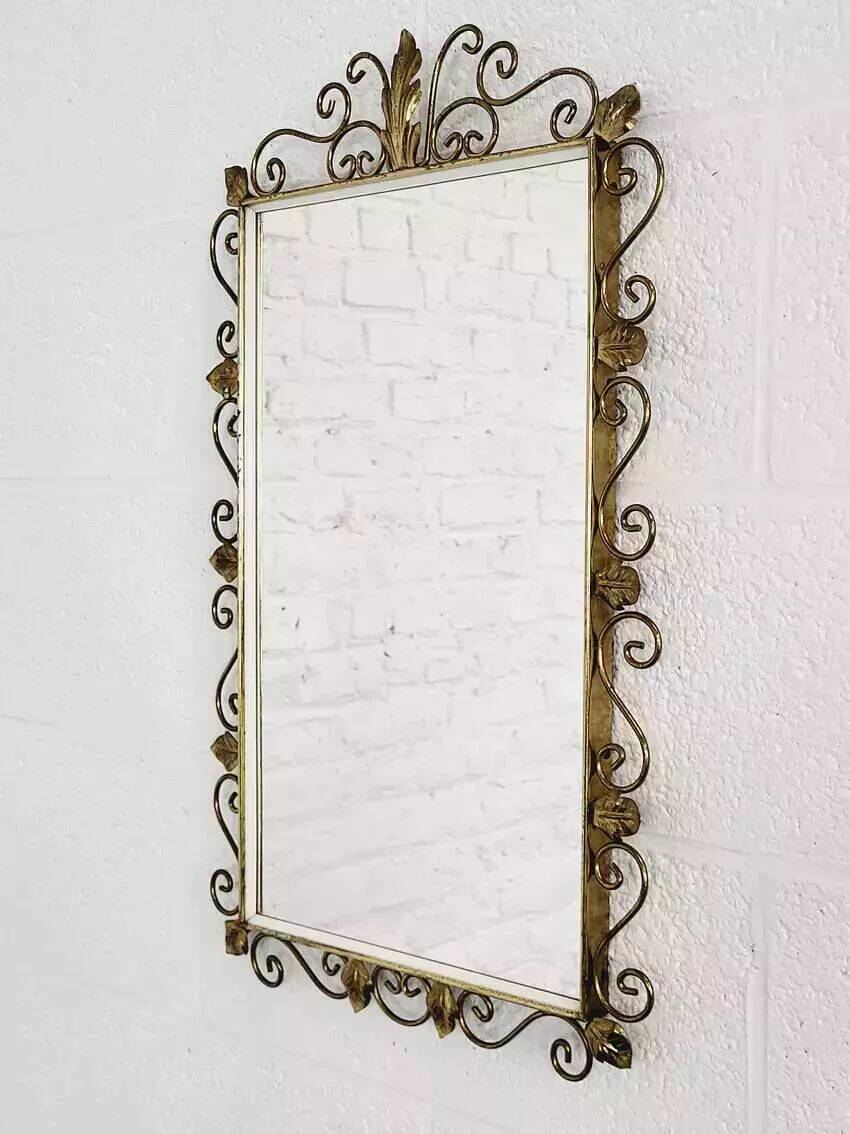 Miroir De Table Rectangulaire En Laiton Brillant - 20x20 Cm - Neuf - Fabriqué En Italie