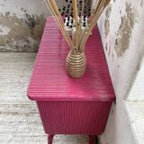 Vintage pink rattan chest of drawers