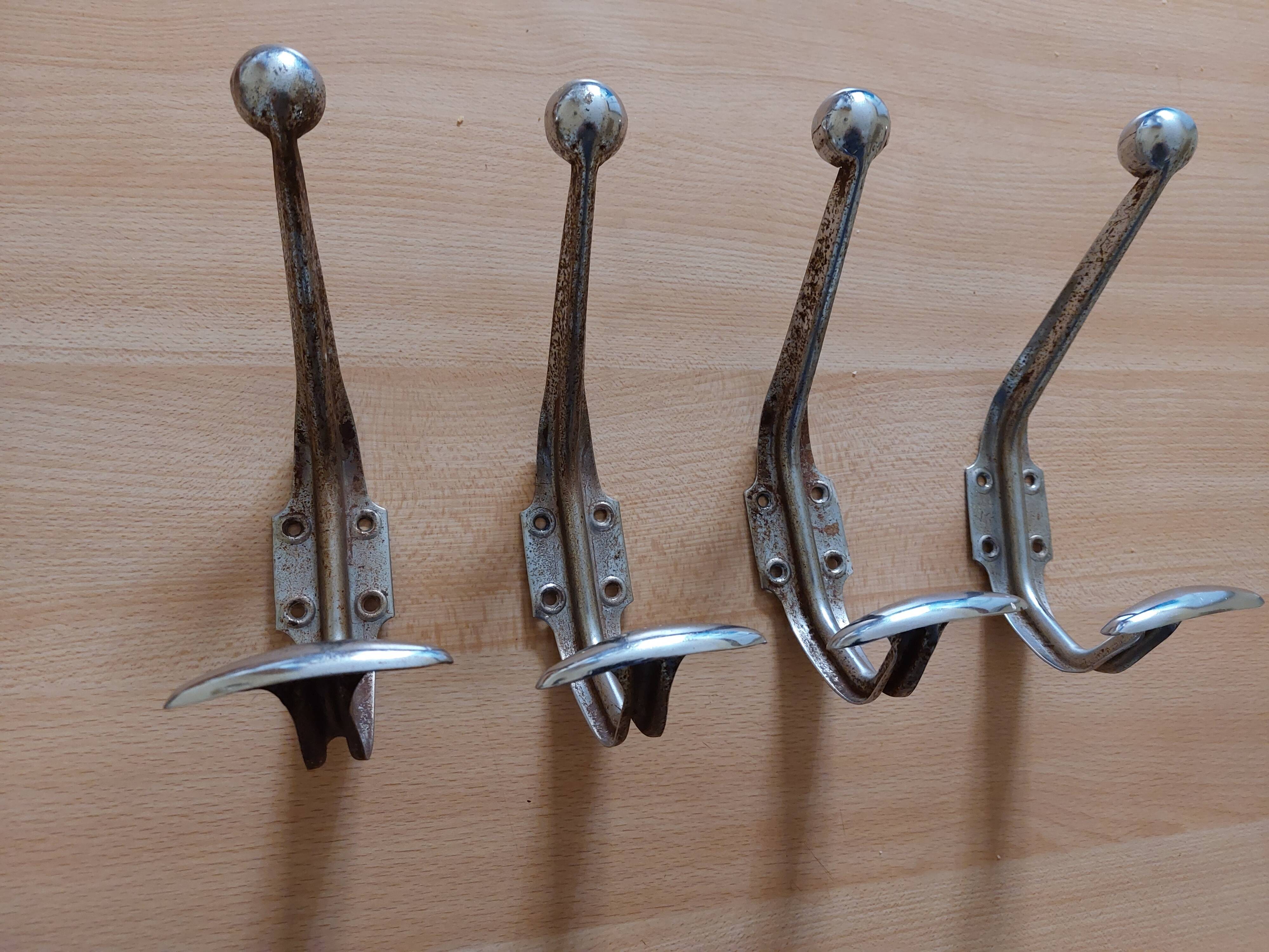 4 metal wall hooks 50s