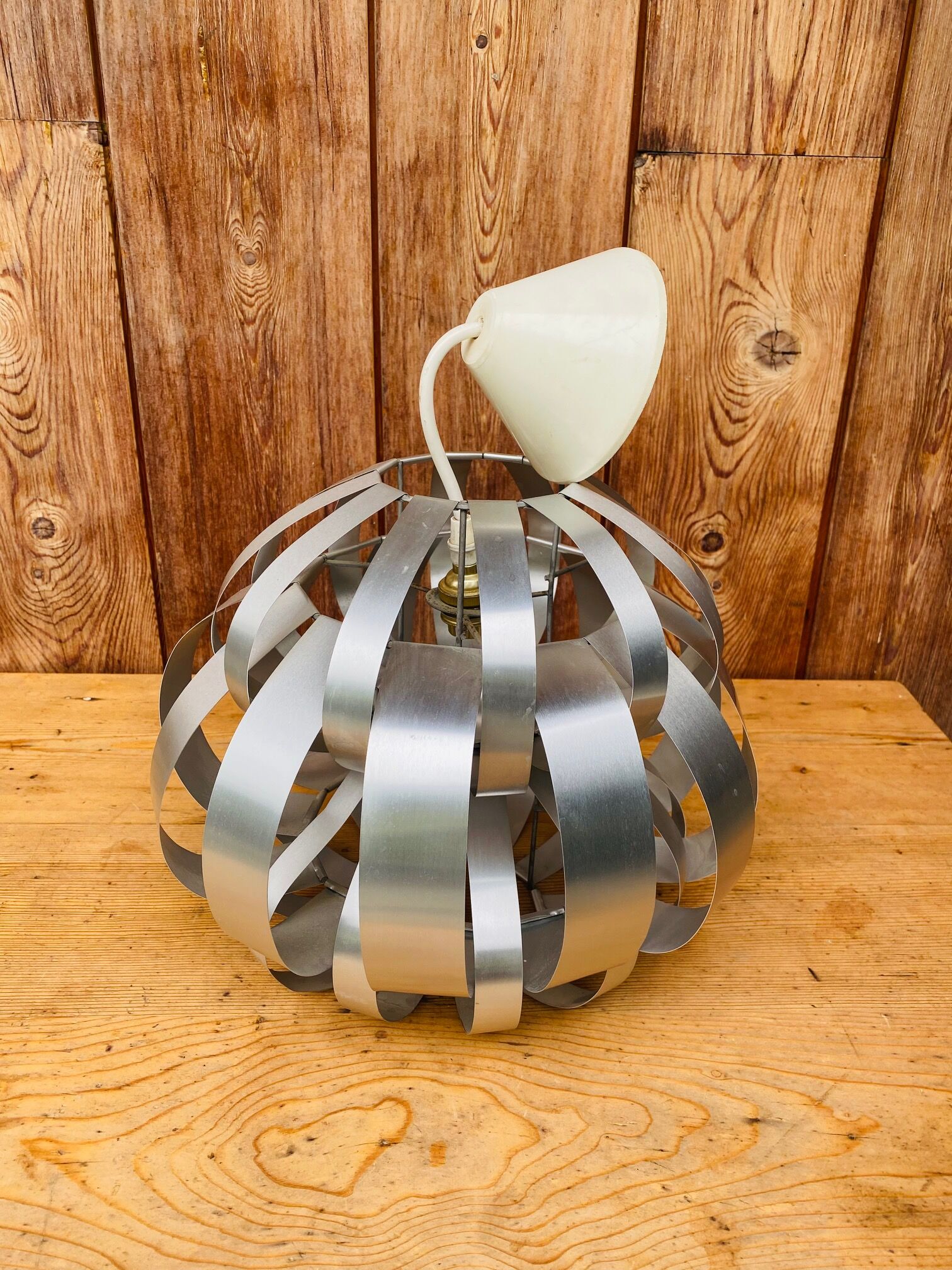 Ceiling lamp in aluminum slats 70s