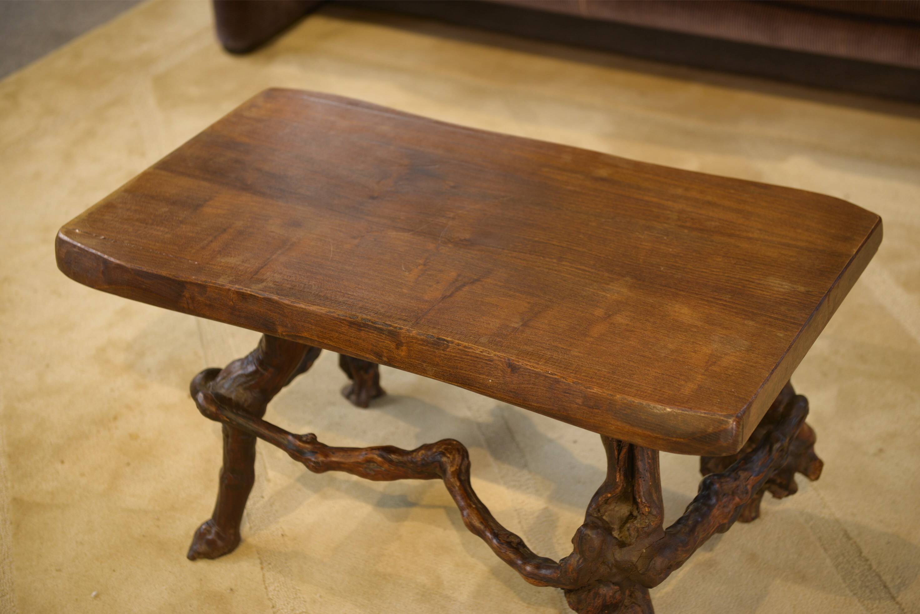 Brutalist side table/coffee table in elm from the 1950s.
