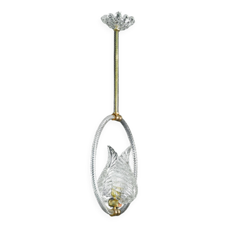Charming Transparent Art Decò Barovier e Toso Pendant Light Murano Glass, 1940s