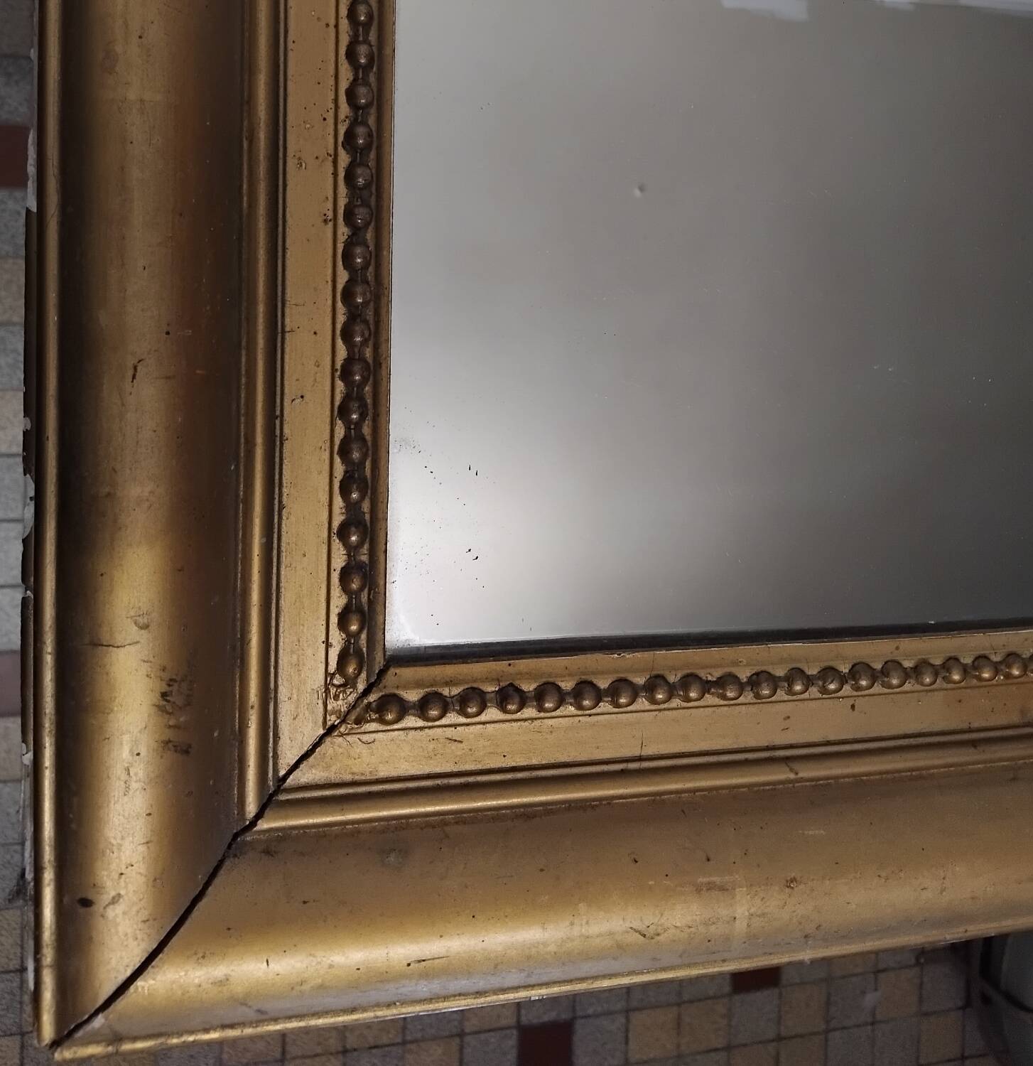 Antique wooden and plaster mirror 69x93cm