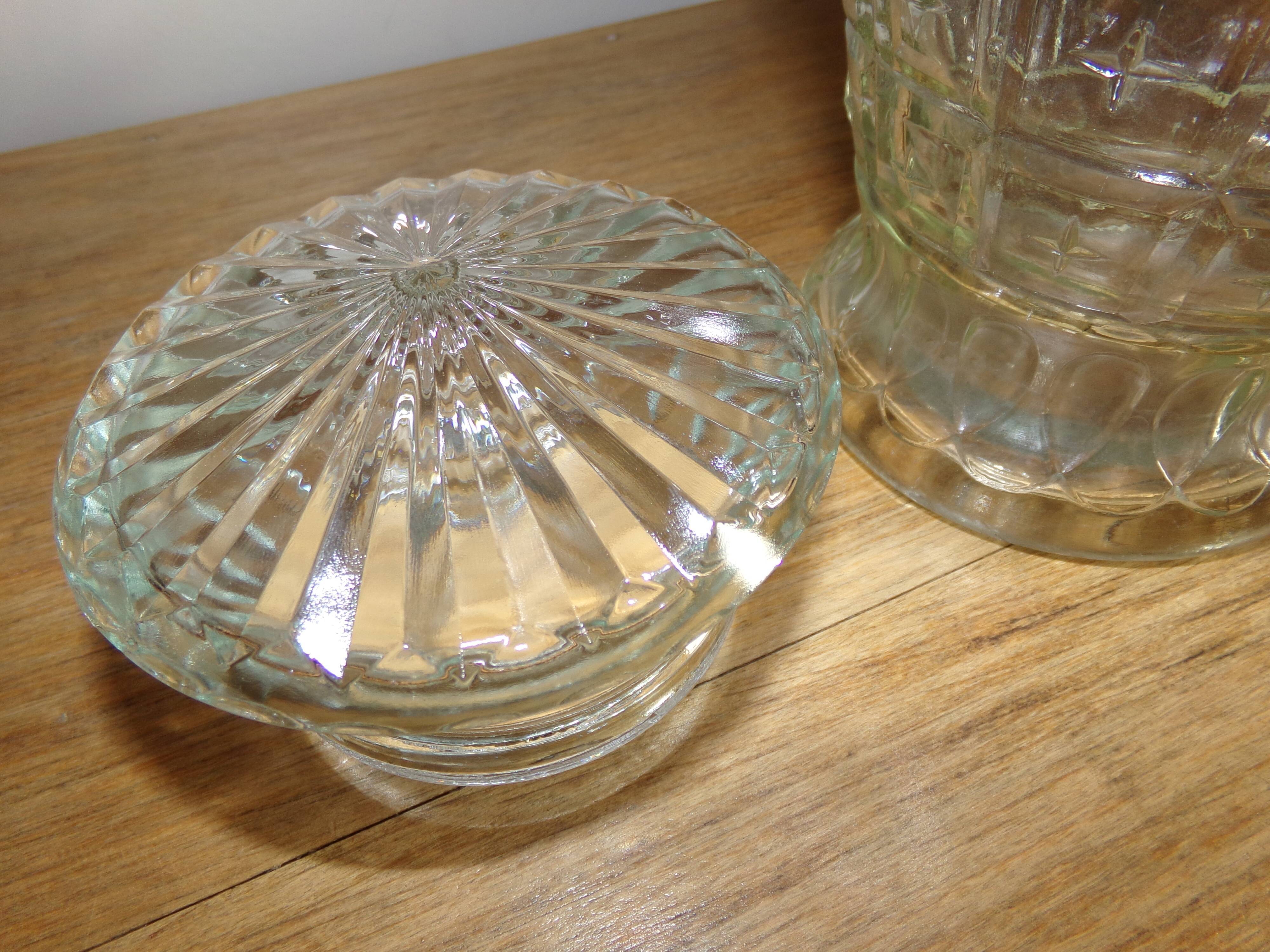 Jar of chiseled glass apothecary