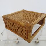 Cane, bamboo and rattan stool, 60s-70s