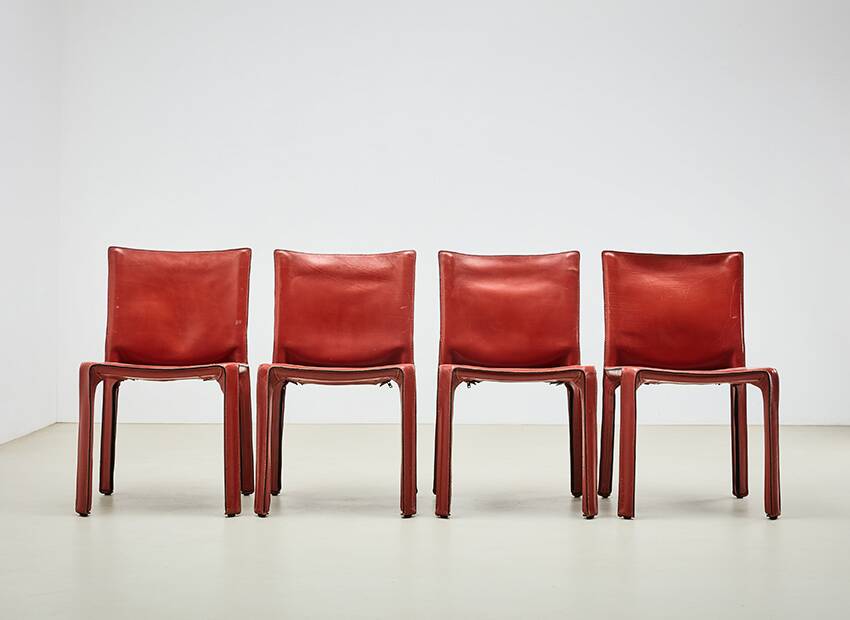 Mario Bellini Set of 4 Cab 412 Dining Chairs for Cassina Italy 1977