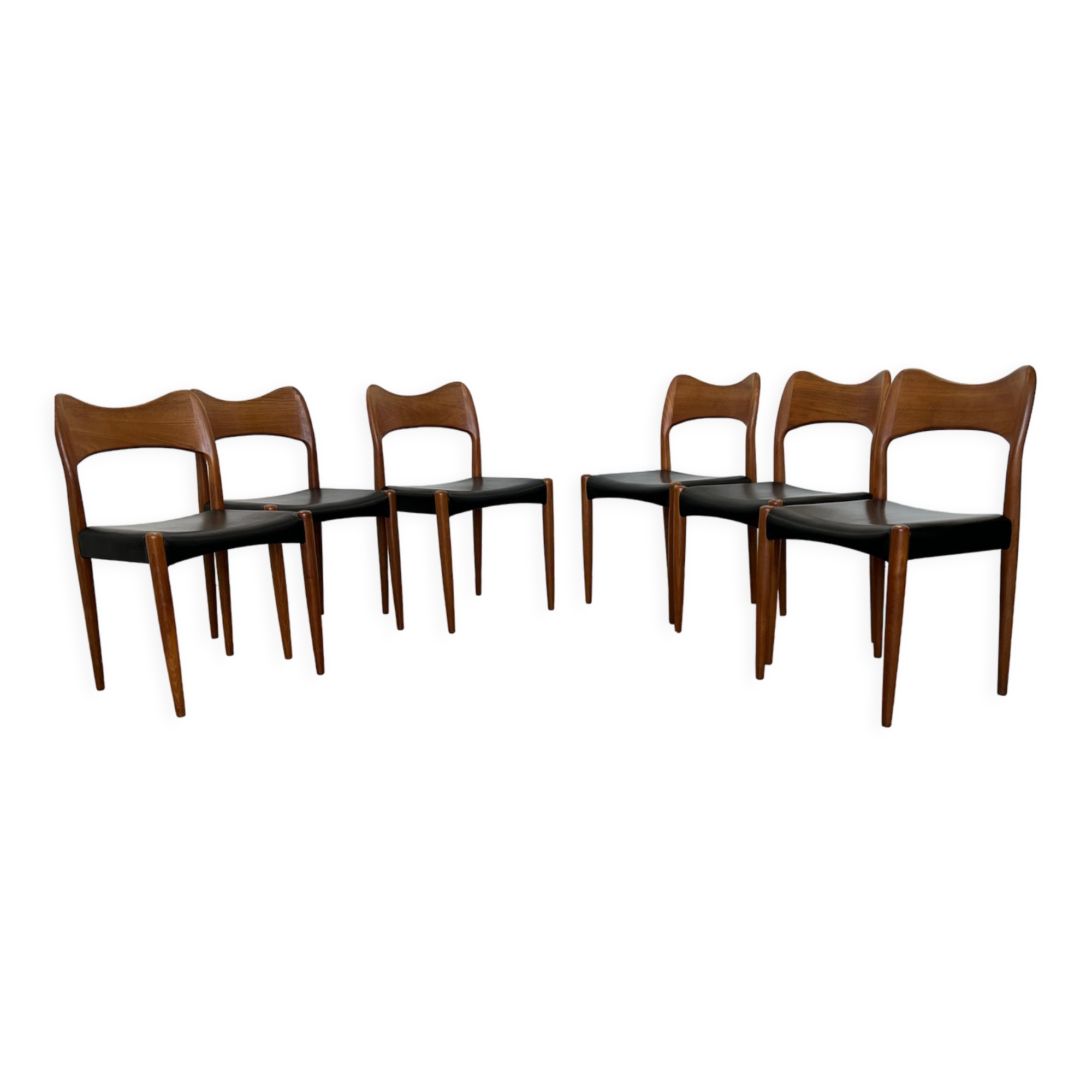 Set of 6 model 71 teak dining chairs by Niels O Møller for JL Møllers 1950s
