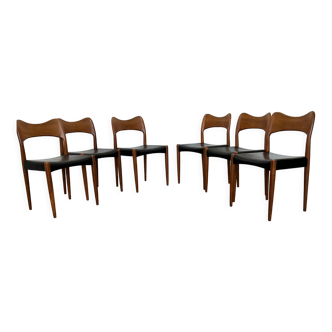 Ensemble de 6 chaises à repas modèle 71 en teck par Niels O Møller pour JL Møllers 1950