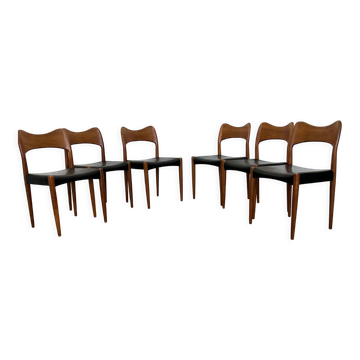 Ensemble de 6 chaises à repas modèle 71 en teck par Niels O Møller pour JL Møllers 1950