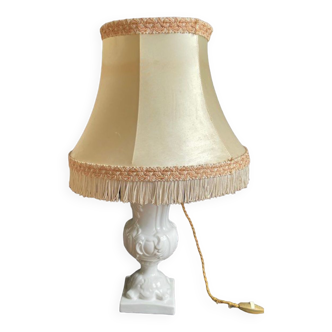 Opaline lamp, white vase, lampshade