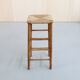 Brutalist barstools in wood and rush, 1970s, set of 4