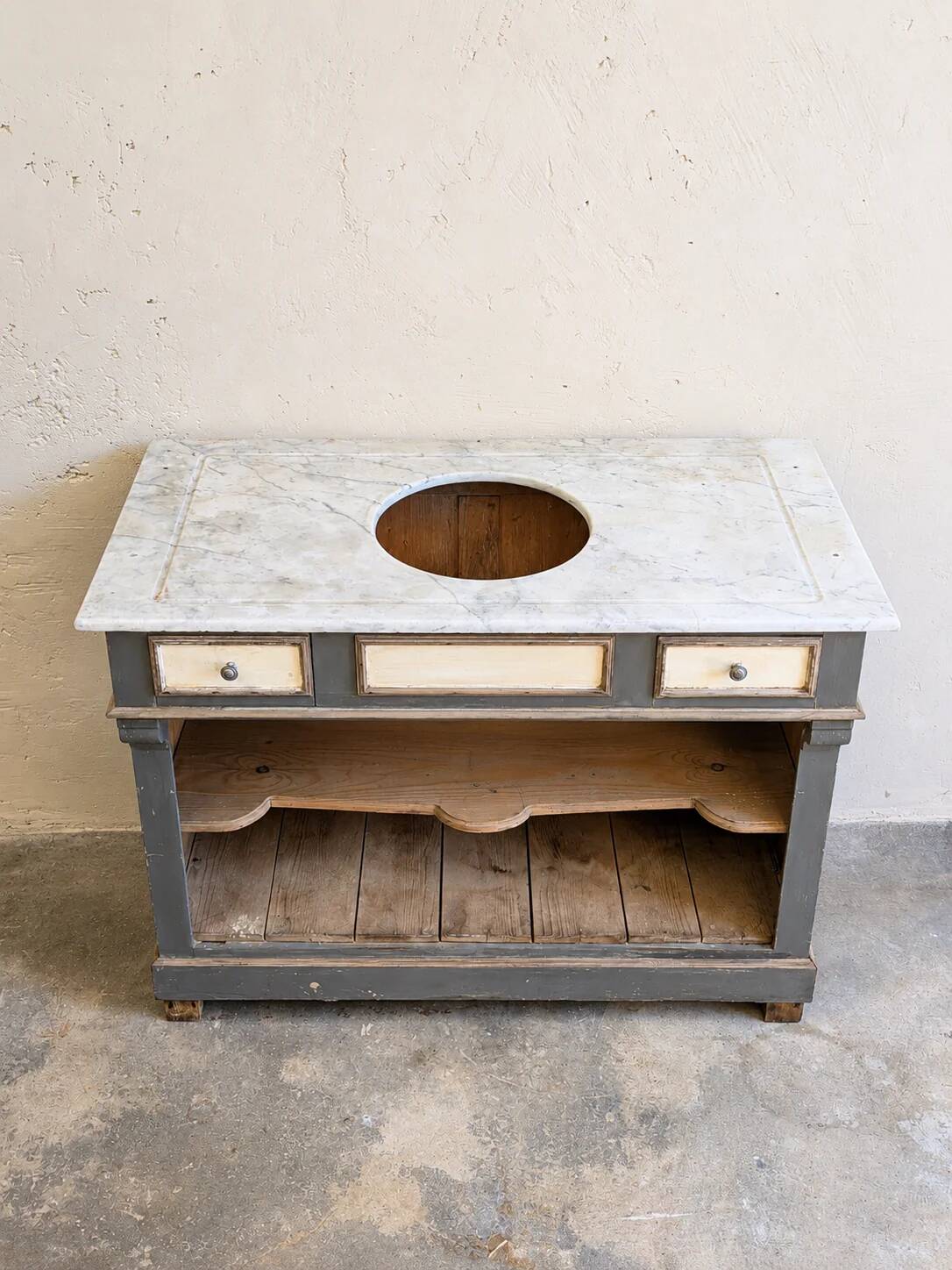 Bathroom furniture wood & marble vintage antique