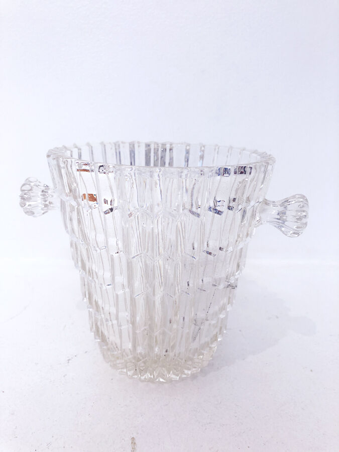 Molded glass ice bucket, 1950