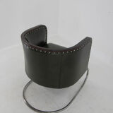 Bauhaus Tubular Armchair in Green Leather,  1930s, Restored