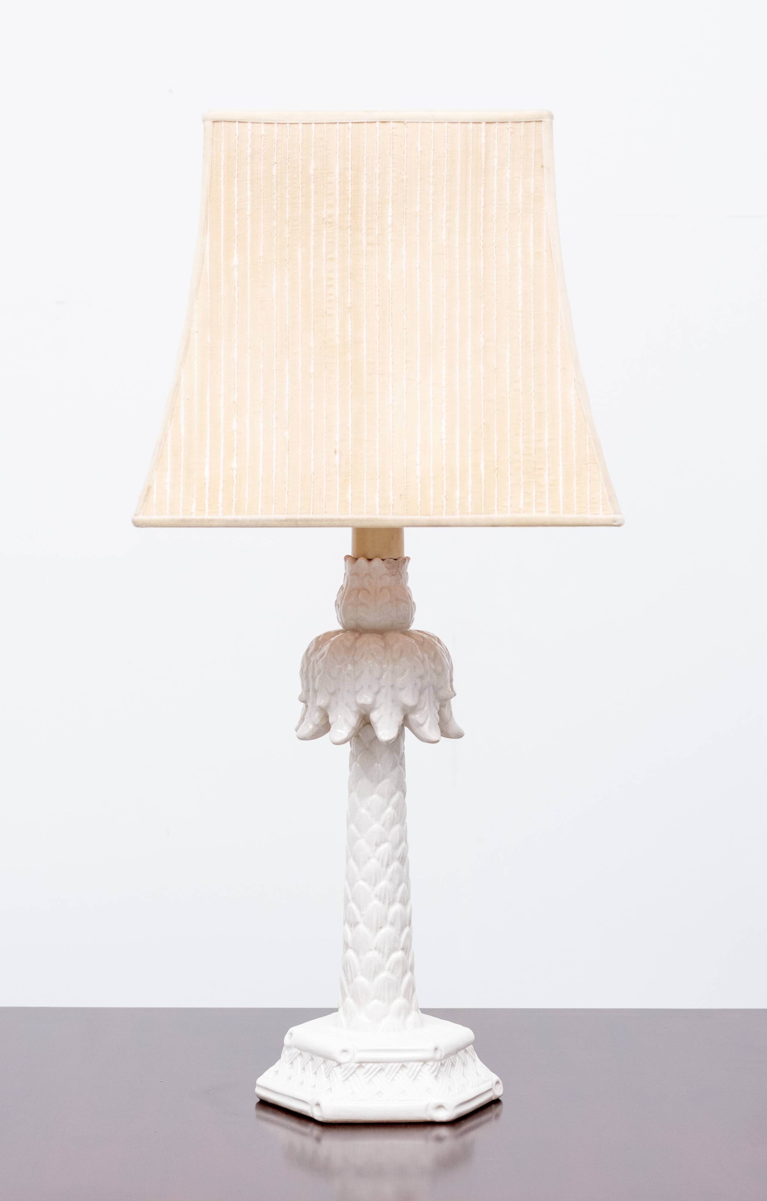 Palm tree table lamp ceramic, france, 1950s