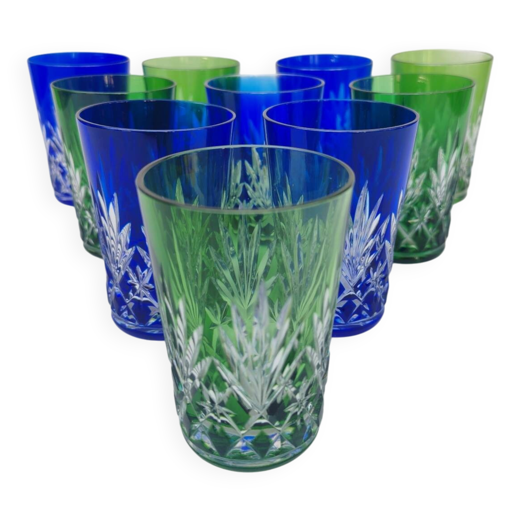 10 crystal goblets from Saint Louis, 1930s.