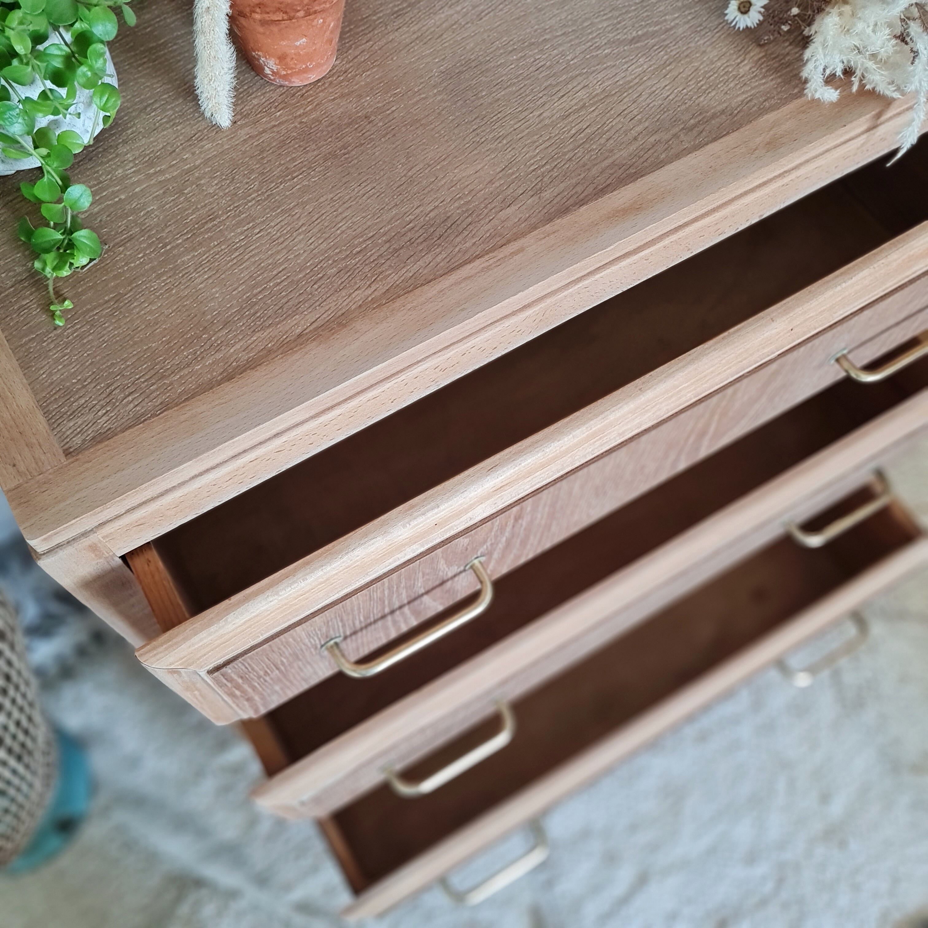 Commode scandinave bois brut années 50