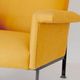 Eclectic Mid-Century Modern Sculptural Armchair in Mustard Yellow Fabric