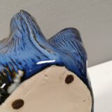 Very special vase in “folded” bluish glazed clay.