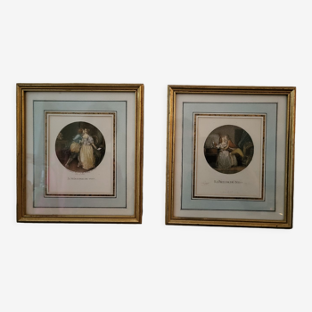 Deux tableaux estampes XVIIIe
