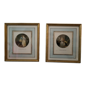 Deux tableaux estampes XVIIIe