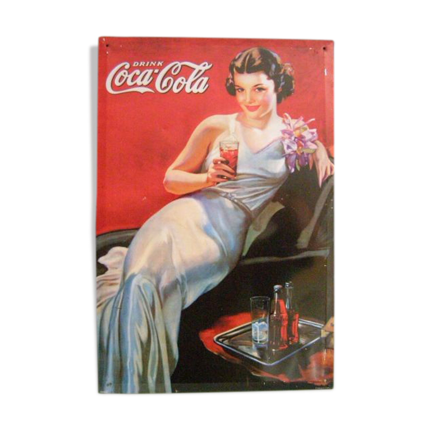 Coca Cola plate in sheet metal