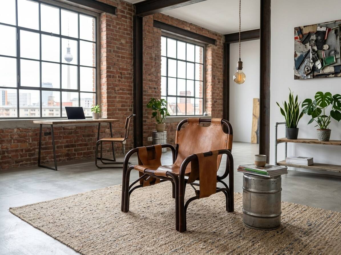 A vintage Tito Agnoli armchair leather and bamboo 1960s