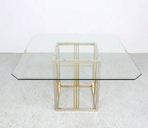 Vintage brass and glass dining table, 1970s