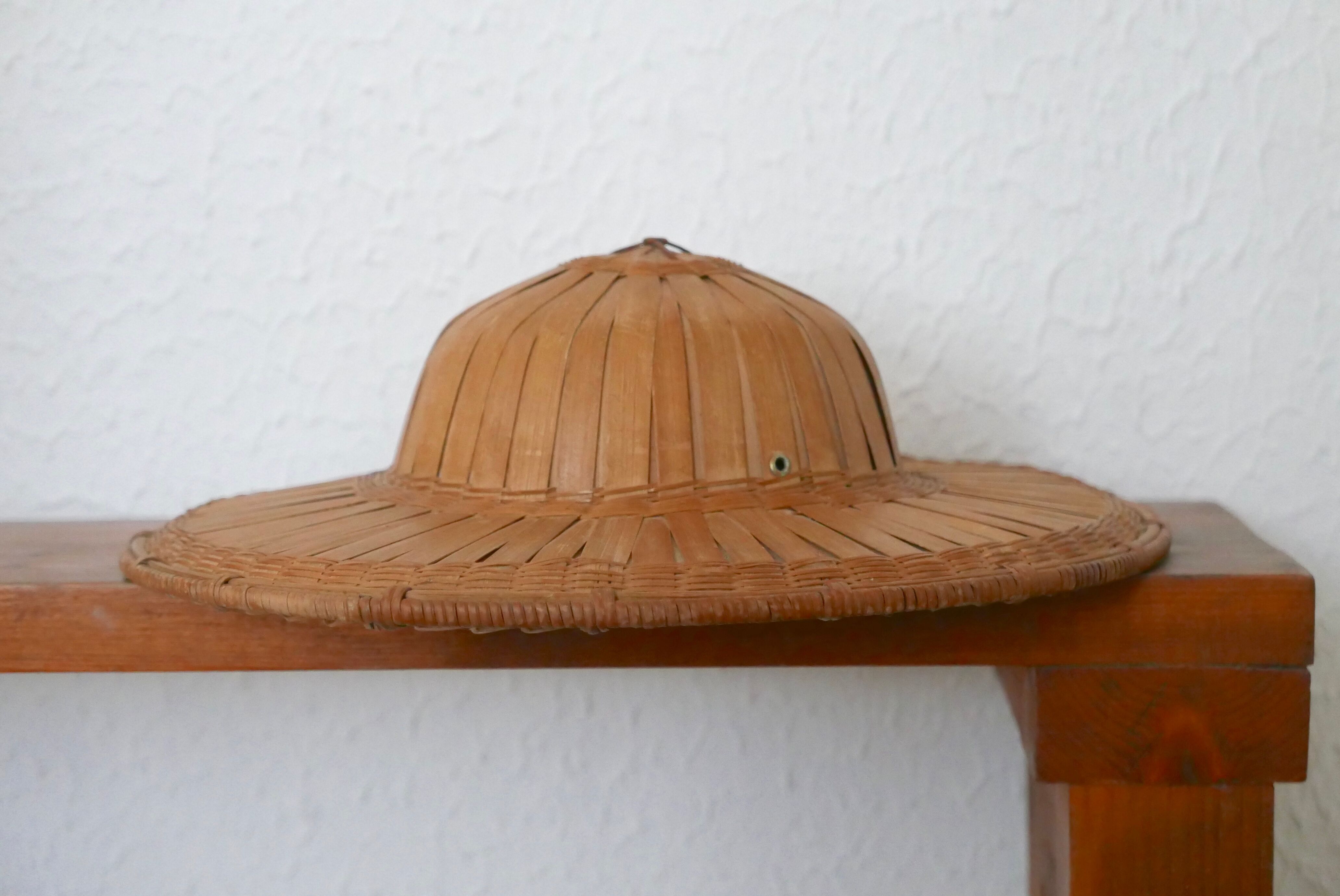 Braided ethnic hat, wall decoration, 70s