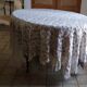 Scalloped bed top in crocheted ecru cotton
