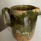 Glazed clay pitcher vase mixed earth 1970