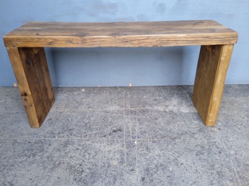 Old patinated solid wood bench 100cm