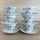 6 cups & saucers faience english