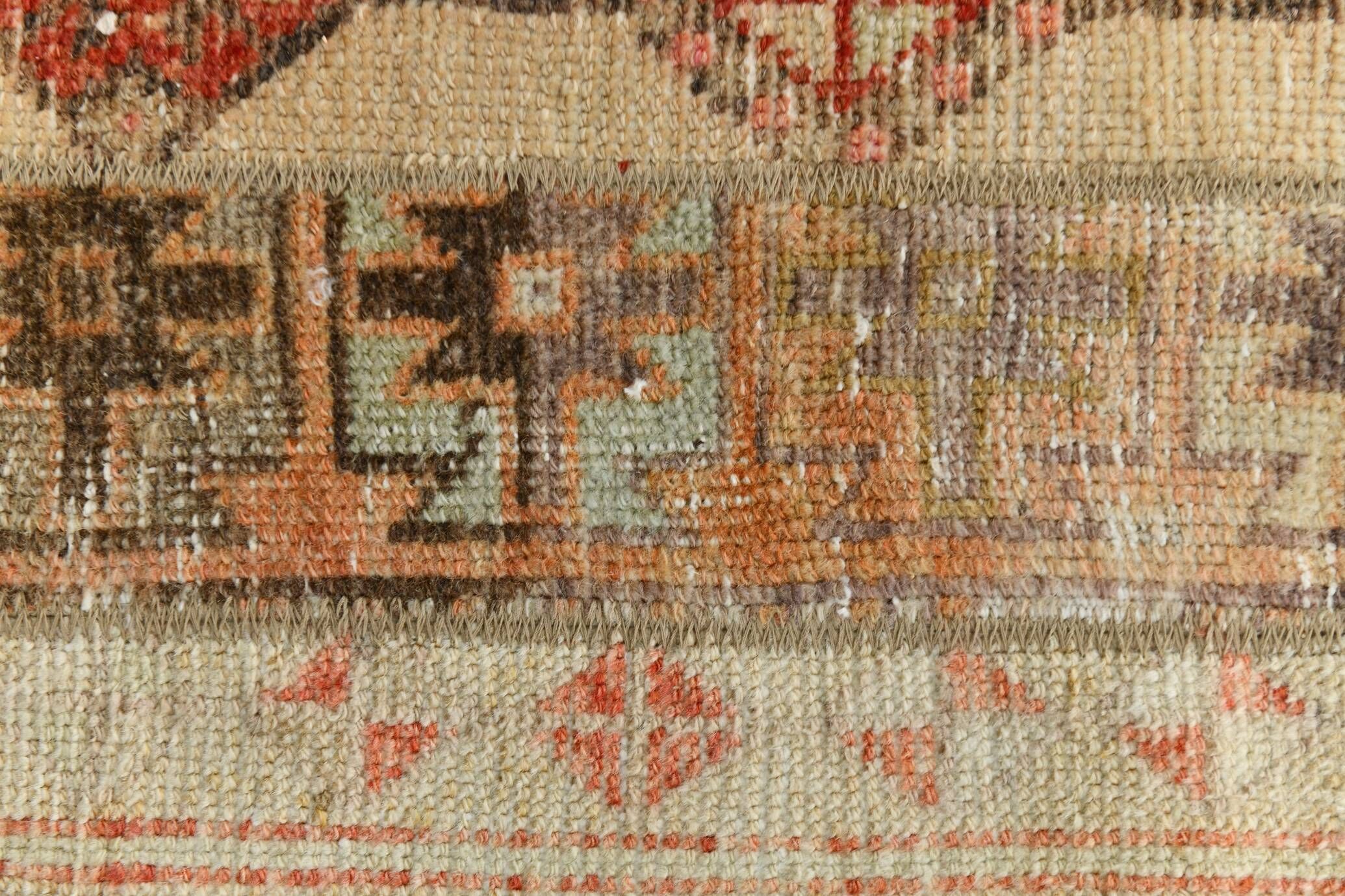 Cream Beige Turkish Vintage Runner Rug, 80x224Cm