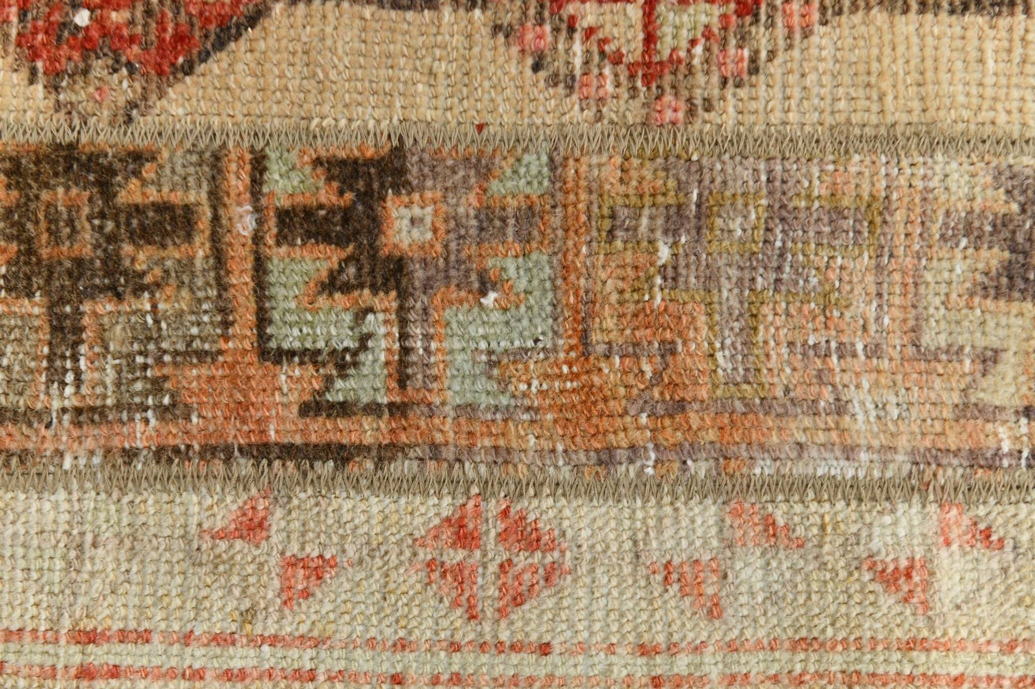 Tapis de couloir turc vintage beige crème, 80 x 224 cm