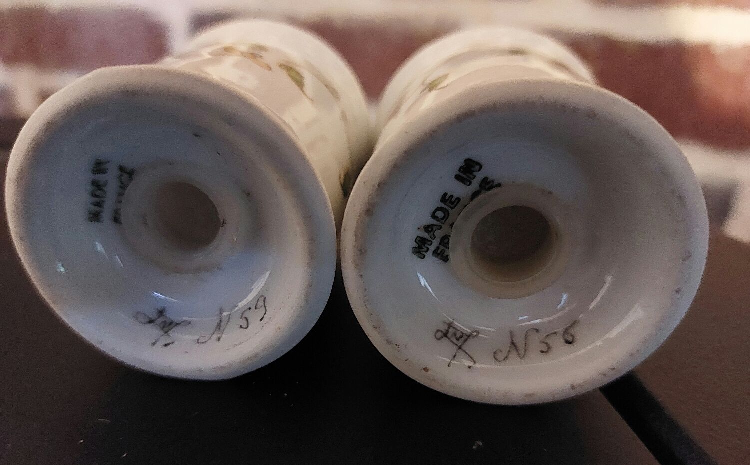 Porcelain salt and pepper shakers